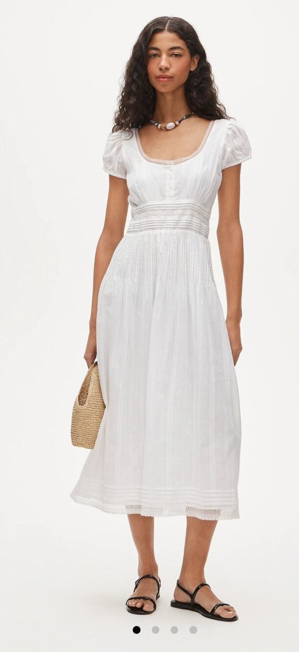 NWT J. Crew Lace-Trim Pintuck Dress Cotton Dobby Bridal Cottage Core White 6
